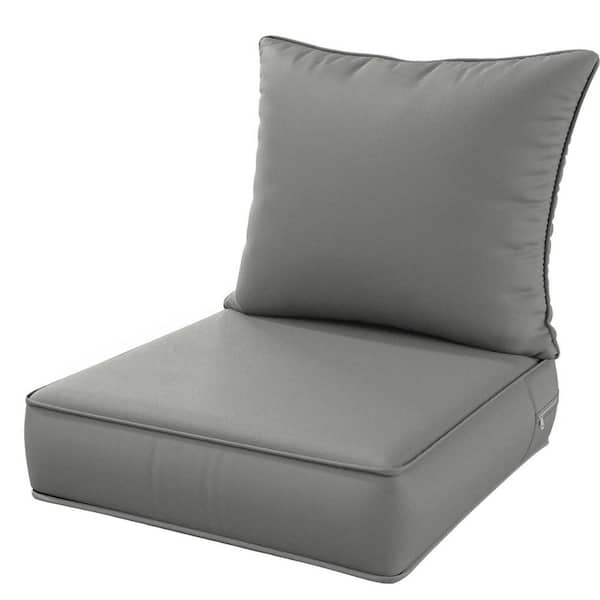 WNP 24 in. x 24 in. x 5 in. Square Outdoor Deep Seating Cushion Set Seat and Back Cushion for Chair and Sofa Light Grey
