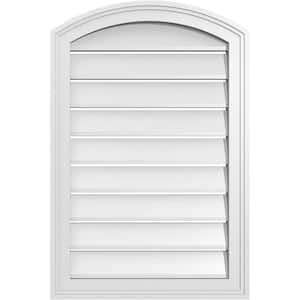 20 in. x 28 in. Arch Top Surface Mount PVC Gable Vent: Decorative with Brickmould Frame
