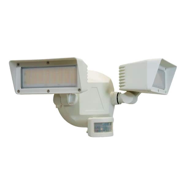 3400 Lumen White Aluminum Motion Sensing Dusk to Dawn Integrated LED Rectangular Floodlight