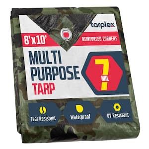 Tarplex 8 ft. x 10 ft. Camo All Purpose Tarp 7 Mil Poly, Waterproof UV Resistant for Patio Pool Cover Roof Tent