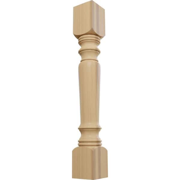 Ekena Millwork 5 in. x 5 in. x 35-1/2 in. Unfinished Cherry Legacy Tapered Cabinet Column