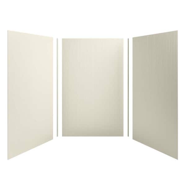 KOHLER Choreograph 60 in. x 96 in. 3-Piece Easy Up Adhesive Alcove Shower Surround Walls with Cord Texture in Almond