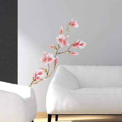 24.6 in. x 12 in. Pink Magnolia Wall Decal Set