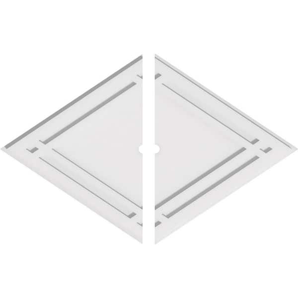 Ekena Millwork 32 in. W x 21-3/8 in. H x 1 in. ID x 1 in. P Diamond Architectural Grade PVC Contemporary Ceiling Medallion (2-Piece)