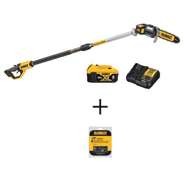 DEWALT 20V MAX 8in. Cordless Battery Powered Pole Saw Kit with (1) 4Ah Battery, Charger & Sheath (34 Link)