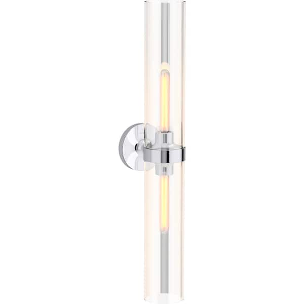 Purist 2 Light XL Polished Chrome Indoor Bathroom Vanity Light Fixture, UL Listed