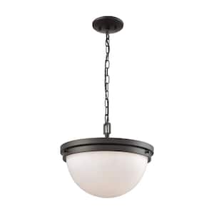 Beckett 3-Light Oil Rubbed Bronze with Opal White Glass Pendant