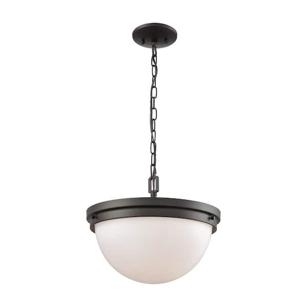Thomas Lighting Beckett 3-Light Oil Rubbed Bronze with Opal White Glass Pendant