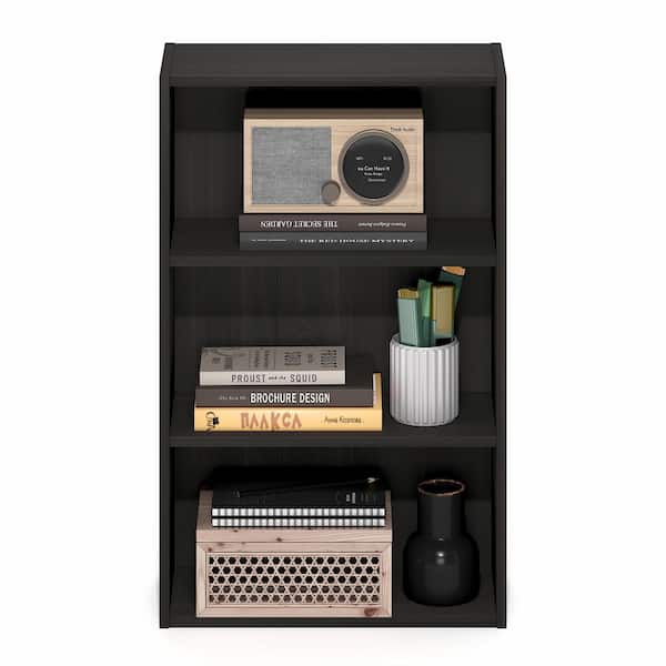 Furinno Basic 26 in. Tall Espresso Wood 3-Shelf Bookcase with Open