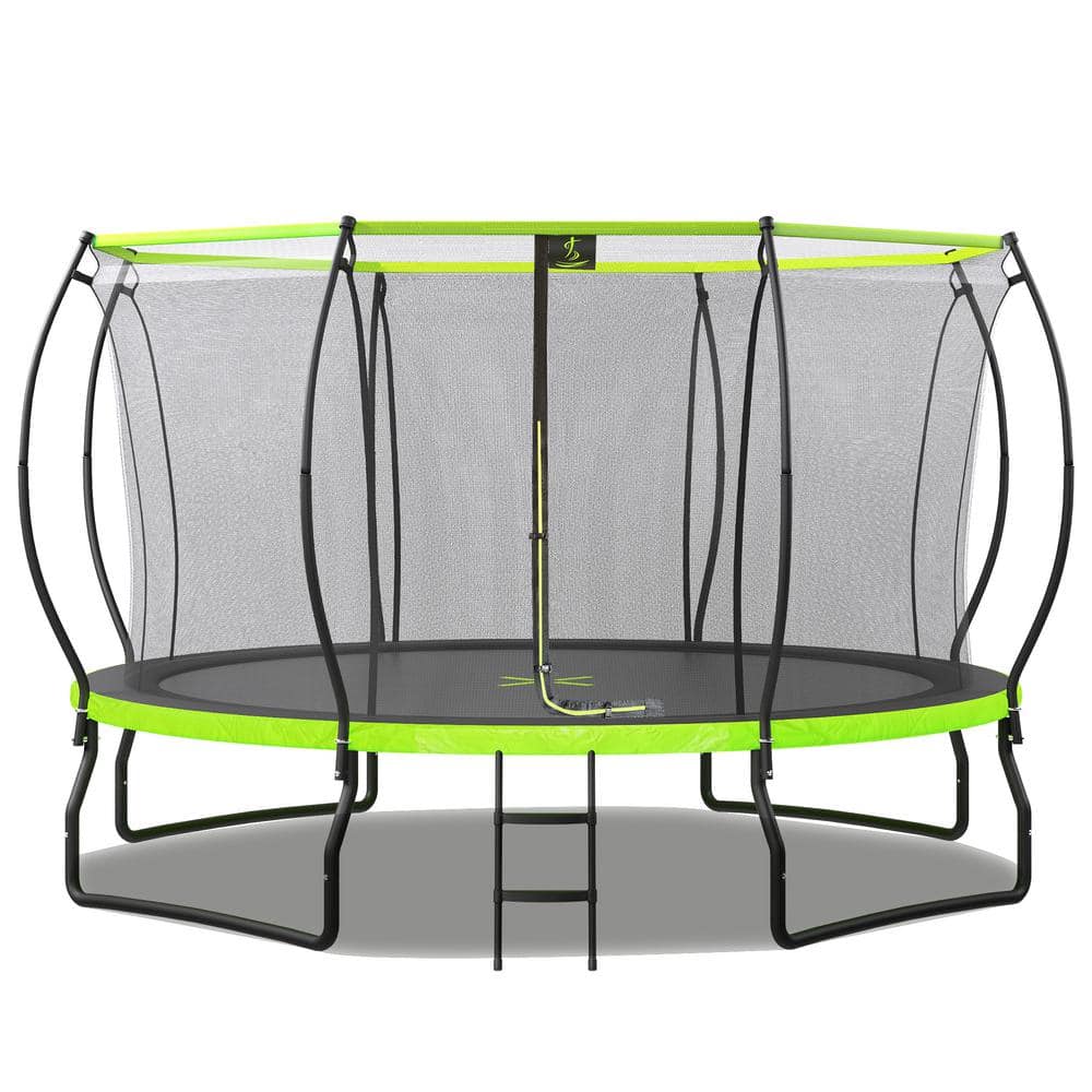 Nestfair 14 ft. Round Outdoor Trampoline with Safety Enclosure Net and ...