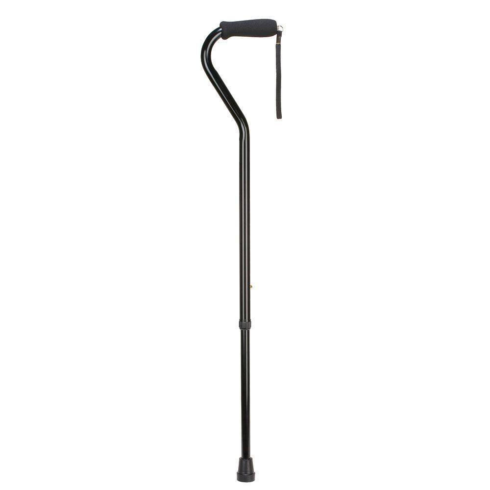 DMI Deluxe Adjustable Foot Cane with Offset Foam Grip in Black 5021304