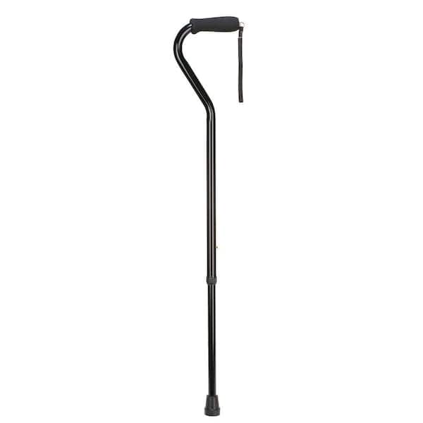 DMI Deluxe Adjustable Foot Cane with Offset Foam Grip in Black