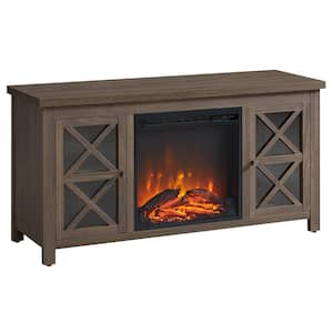 Colton 47.75 in. Alder Brown TV Stand with Log Fireplace Insert Fits TV's up to 55 in.
