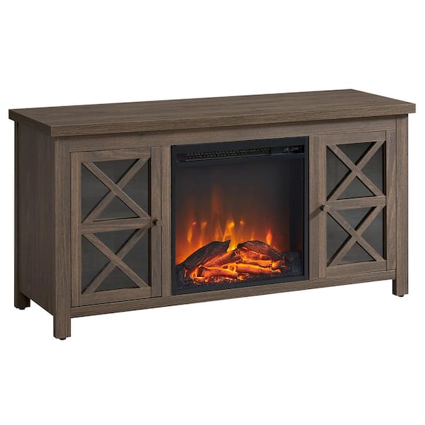 Meyer&Cross Colton 47.75 in. Alder Brown TV Stand with Log Fireplace Insert Fits TV's up to 55 in.