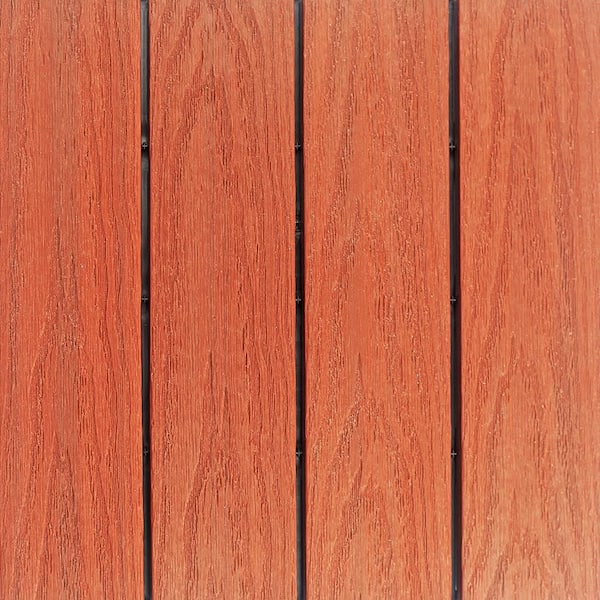 NewTechWood UltraShield Naturale 1 ft. x 1 ft. Quick Deck Outdoor Composite Deck Tile Sample in Madrid Red