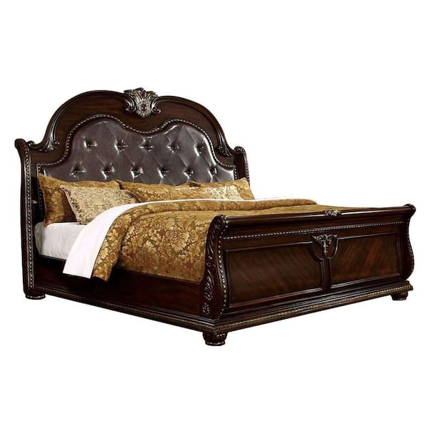 Unbranded Ashley Brown Wood Frame King Platform Bed