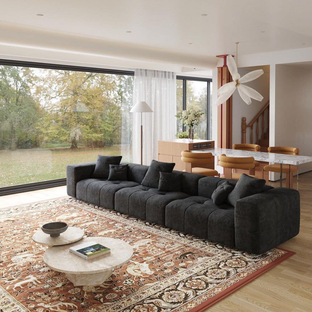 3-Piece Black Linen Oversized 144 in. W Sectional Sofa Modular Free Combination Living Room Set price history on PriceWatchPro