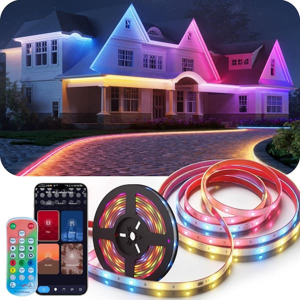 100 ft. Smart RGBW Color Changing Bluetooth Plug-In Outdoor Integrated LED Strip Light Fixture Control with App/Remote