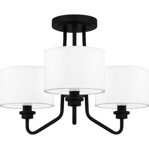 Ainsdale 18 in. 3-Light Matte Black Semi-Flush Mount