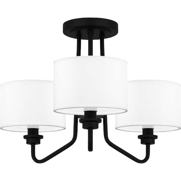 Quoizel Ainsdale 18 in. 3-Light Matte Black Semi-Flush Mount