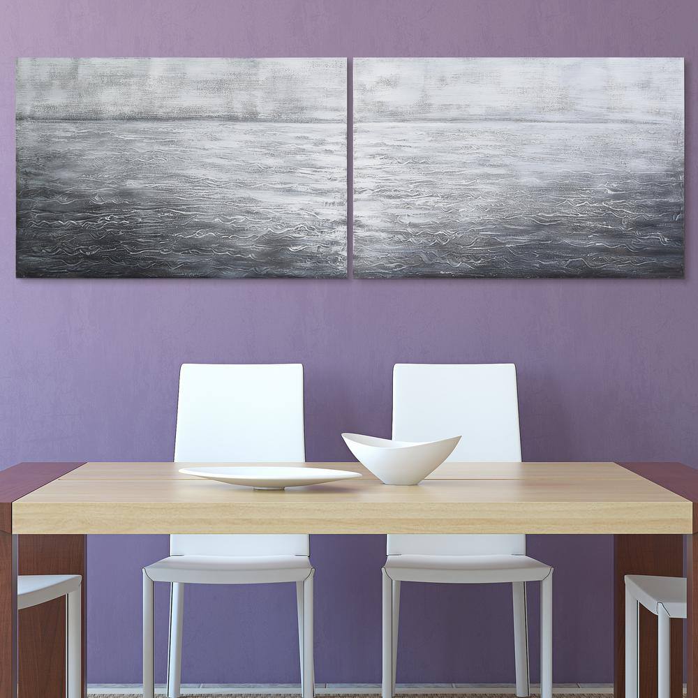 Silver Light Textured Abstract Hand Painted Canvas Set
