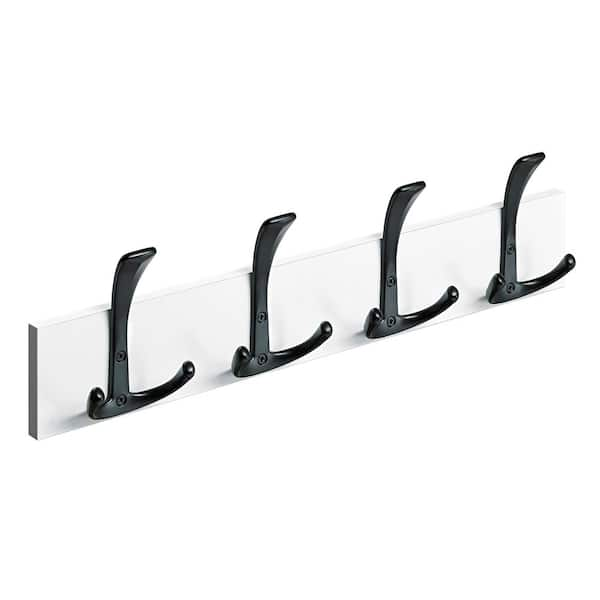 Hettich 19.6 in. White and Black 4 Triple Hook Rail