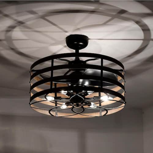 Alaina 24.6 in. Indoor Black and Brown Finish Ceiling Fan with Light Kit and Remote Included Ceiling Fans