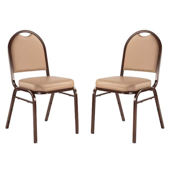 National Public Seating French Beige Seat Mocha Frame Vinyl Upholstered Stack Chair (2-Pack)