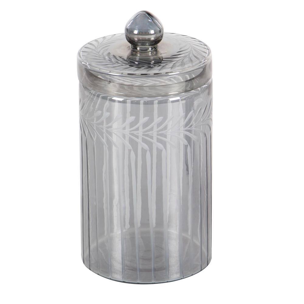 Elegant Gray Glass Handmade Decorative Jar Duo