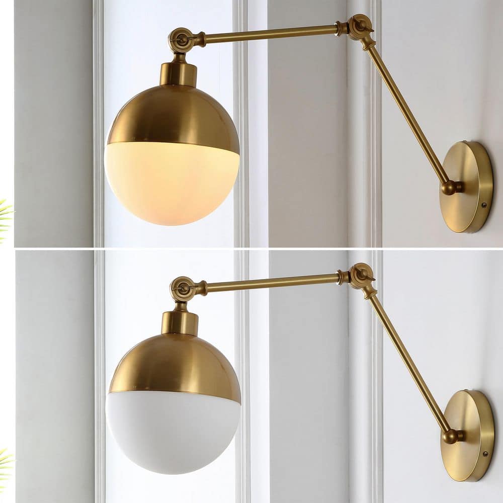 Alba Brass Gold 20'' Dimmable Frosted Glass LED Sconce
