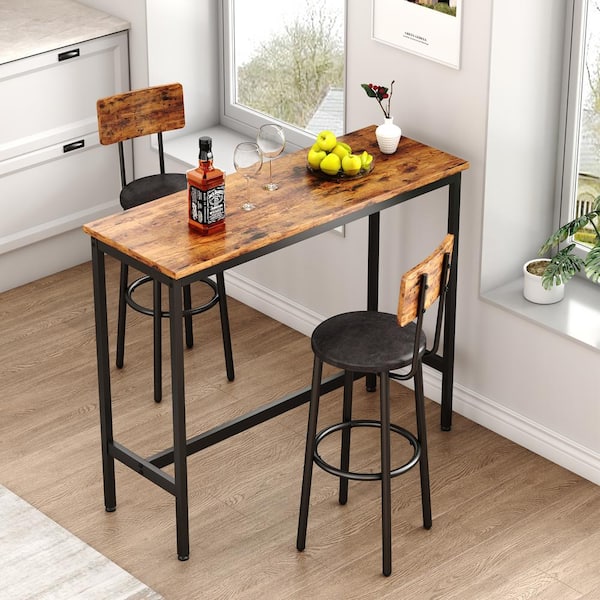 VASAGLE Narrow Long Bar Table Kitchen Dining Table High Pub Table fot  Dining Room Rustic Brown and Black