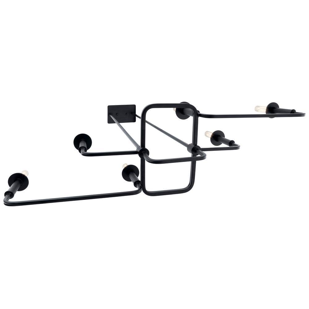 Sleek 27.75" Black Modern Linear Chandelier with Candelabra Bulbs