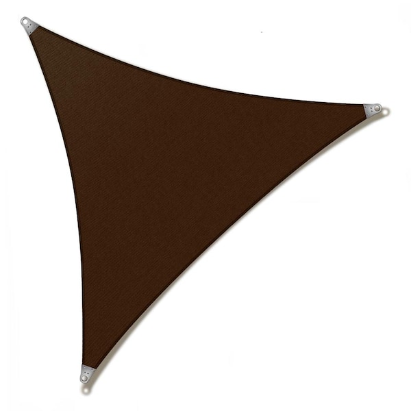 AMGO 26' x 26' x 26' Triangle Super Ring Sun Shade Sail 260 GSM Heavy Duty - Brown