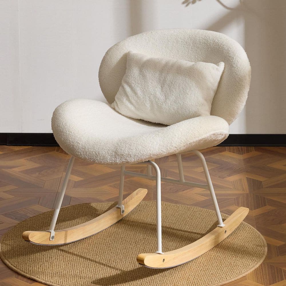 Tedy Rocker Karl home Velvet Teddy Velvet White Modern Rocker Chair K1G98000905 ...