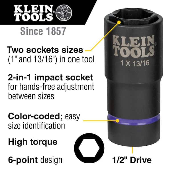 1 in. and 13/16 in. 2-in-1 Impact Socket, 6-Point