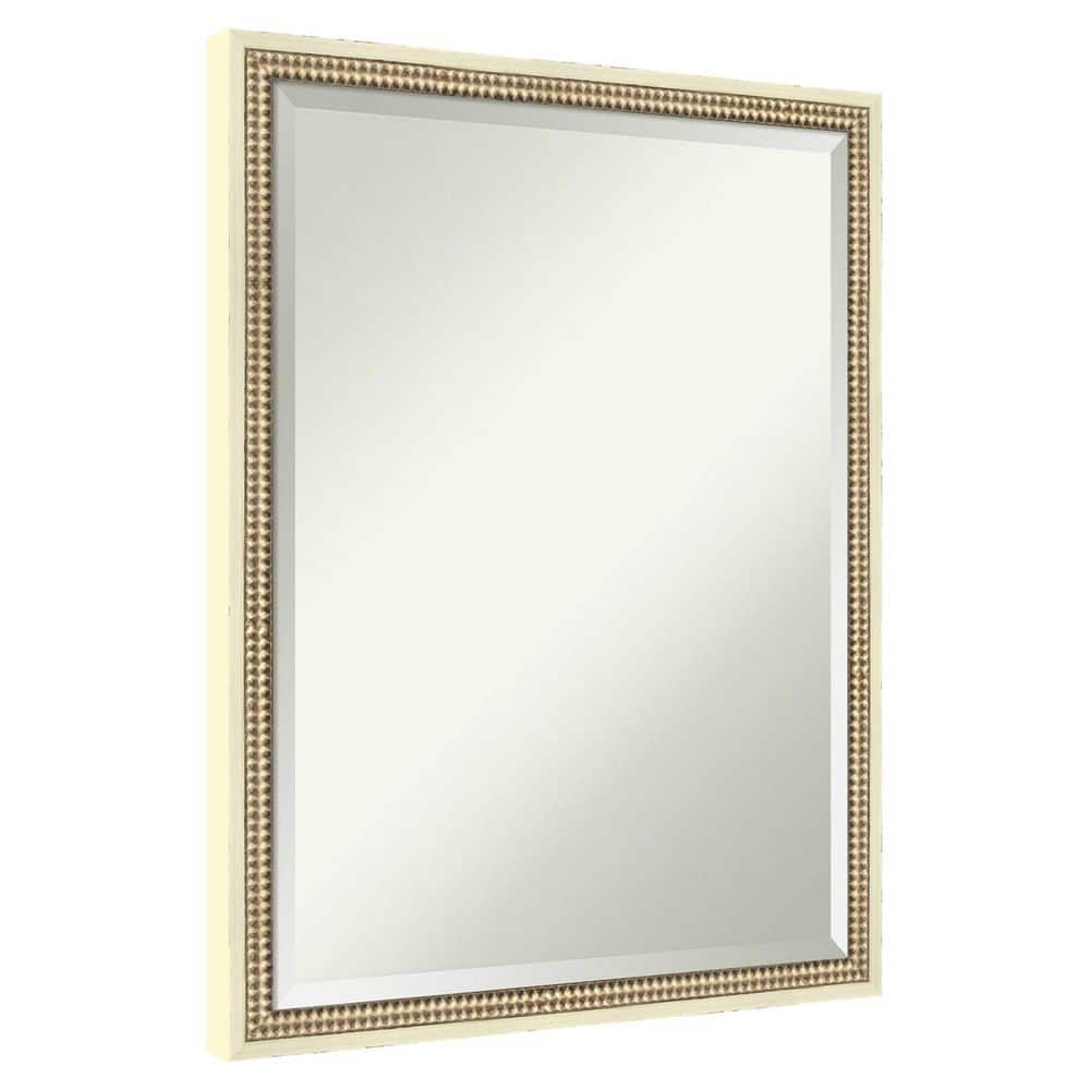 Castellan Distressed White 20 in. x 26 in. Beveled Traditional Rectangle Wood Framed Bathroom Wall Mirror price history on PriceWatchPro