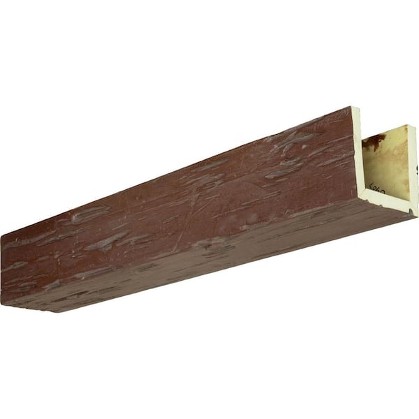 Ekena Millwork 8 in. x 10 in. x 8 ft. 3-Sided (U-Beam) Pecky Cypress Aged Pecan Faux Wood Ceiling Beam