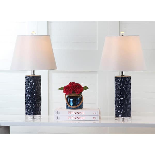 Dixon 23.5 in. Navy Texture Table Lamp with Off-White Shade (Set of 2)