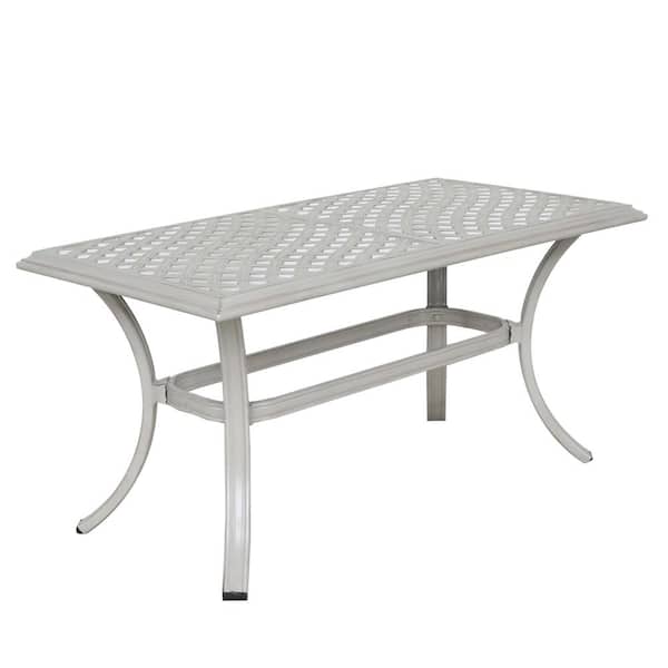 Zeus & Ruta 22 in. x 42 in. Ashen Wheat Patio Standard Coffee Table for Outdoor, Garden, Balcony, Backyard, Porch