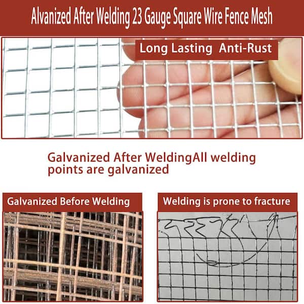 Angel Sar 1/4 in. x 1.66 ft. x 20 ft. Hardware Cloth, 23 Gauge Hot-dip Galvanized After Welding, Chicken Wire Fence Garden Fencing