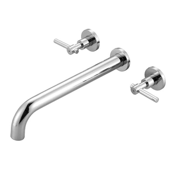 Wowow 2 Handle Wall Mounted Lever Handle Antique Bathtub Roman Tub Faucet In Polished Chrome 1500