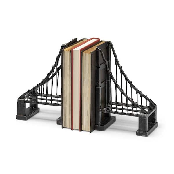 HomeRoots 10 .04 in. Brown Vintage Look Suspension Bridge Bookends