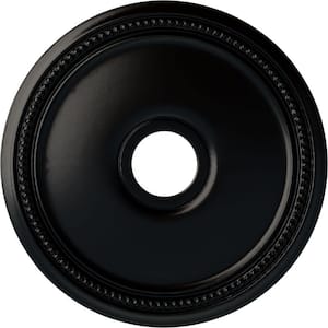 18" x 3-5/8" ID x 1-1/8" Diane Urethane Ceiling Medallion (Fits Canopies upto 5-3/8"), Hand-Painted Jet Black