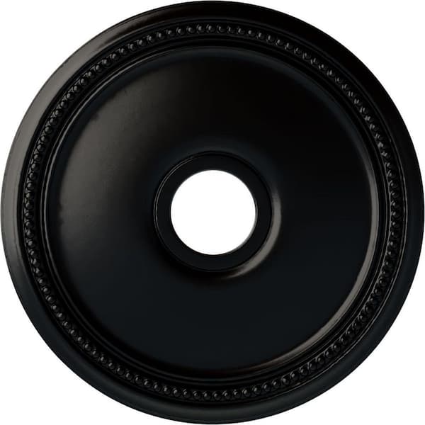 Ekena Millwork 18" x 3-5/8" ID x 1-1/8" Diane Urethane Ceiling Medallion (Fits Canopies upto 5-3/8"), Hand-Painted Jet Black