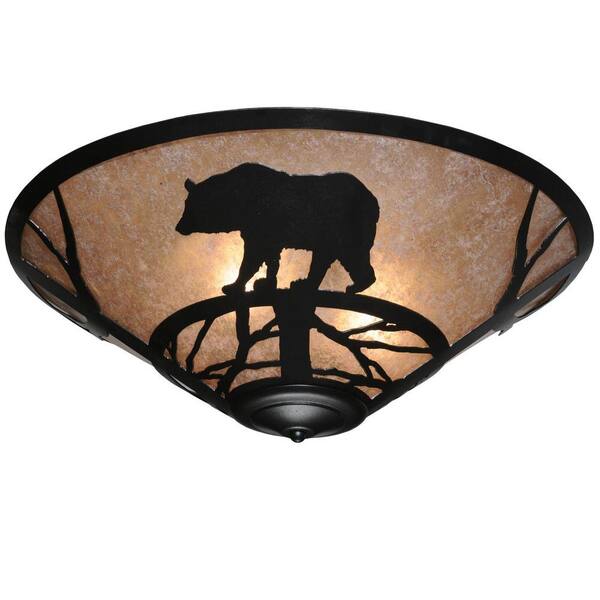 Illumine 3 Light Bear Flushmount Mica Glass Black Finish