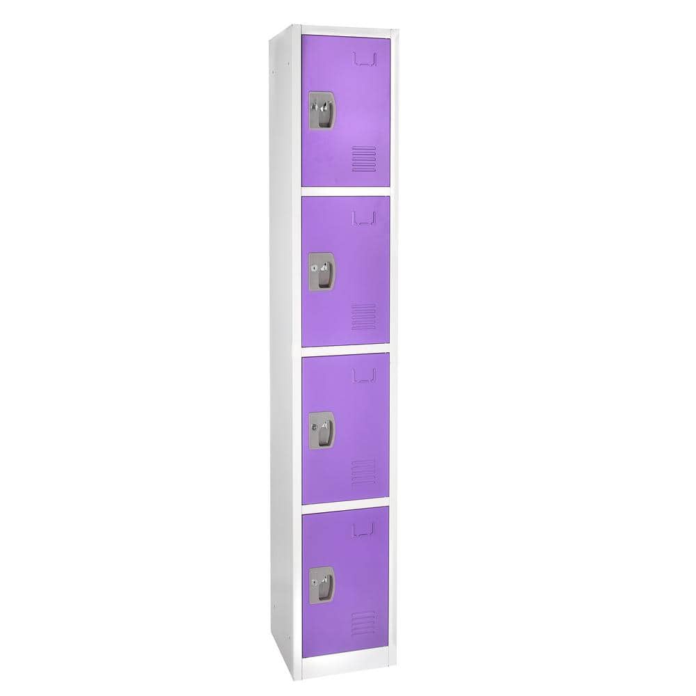 629-Series 72 in. H 4-Tier Steel Key Lock 4-Shelf Storage Locker Free Stand