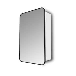 17 in. W x 5.94 in. H D x 27 in. H Black Rectangular Aluminum Frame Surface Mount Medicine Cabinet with Mirror