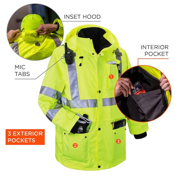 GloWear 8385 Class 3 Hi-Vis 4-in-1 Jacket, Small, Orange, Ships in 1-3 Business Days