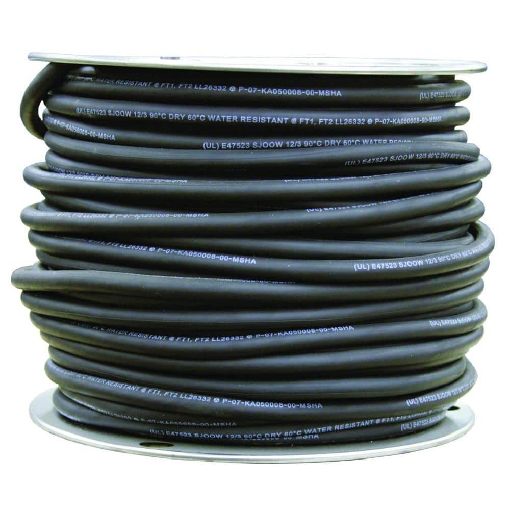 25 FT 12/3 SOOW SO SOO SOW BLACK RUBBER CORD EXTENSION WIRE/CABLE 