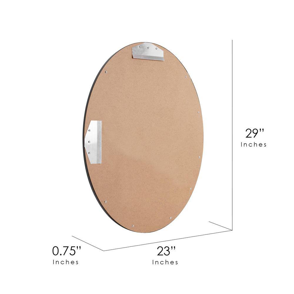 Classic Black Oval Wood Framed Vanity Mirror, 23" x 29"